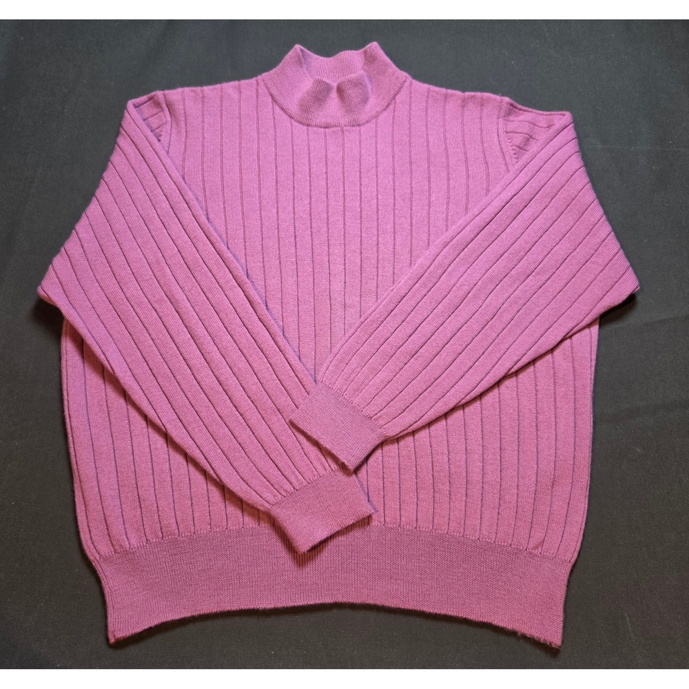 Charter Club Classics Merino Wool Ribbed Mock Neck Sweater Orchid Purple 1X